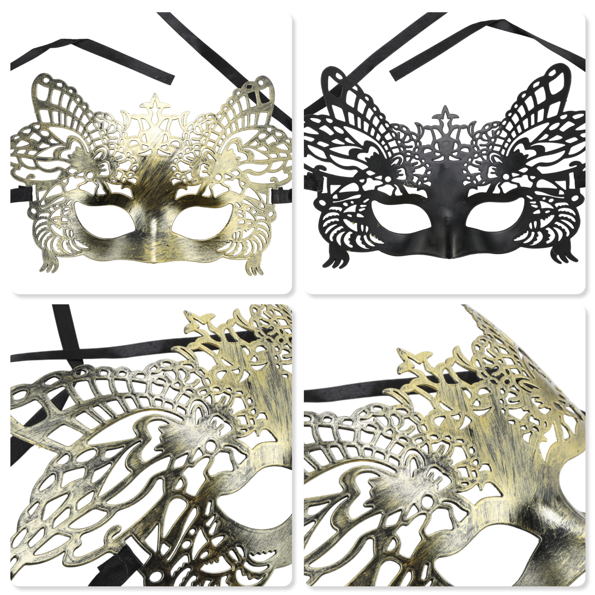 Unique Bargains 1 Pack Elegant Half-face Party Mask Gold Pattern 6