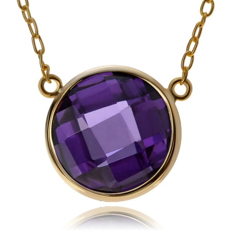 Brinley Co. Women's 14kt Gold-Plated Sterling Silver Stone Pendant Fashion Necklace, Purple