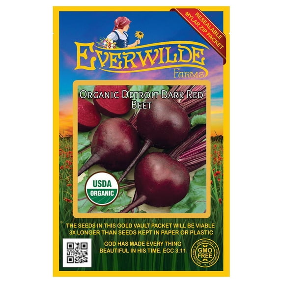- 500 Organic Detroit Dark Red Beet Seeds - Gold Vault Jumbo Bulk Seed Packet