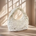 thumbnail image 3 of Hollow Woven Beach Shoulder Bags for Women Girls Lace Knitted Handbag Bohemia Crochet Tote Bag for Summer Beach Travel (Beige), 3 of 10
