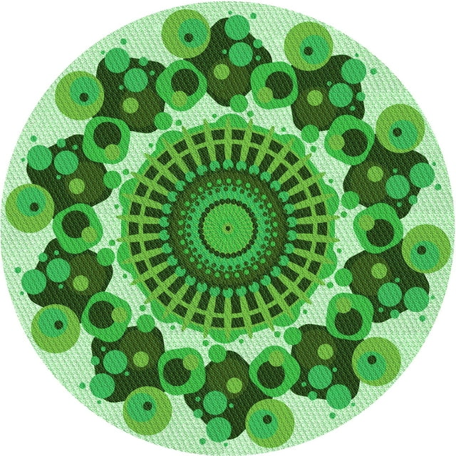 Ahgly Company Tapis d'Intérieur Rond Lavable en Machine Vert Forêt Transitionnel, 5 Pieds Rond
