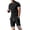 Black, variant on Mens Track Suits 2 Piece Set Casual Striped Cuff Crew Neck Short Sleeve T-Shirt And Drawstring Waist Shorts Two-Piece Tracksuit 2XL Royal Blue
