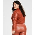 thumbnail image 2 of Plus Size Pleather Double-Breasted Cropped Blazer Spice 3X, 2 of 3