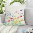 thumbnail image 2 of Spring Floral Pillow Covers 18x18 set of 2 Watercolor Summer Wild Flowers are in Full Bloom Throw Pillow Case Home Decorations Cushion Cover for Farmhouse Couch Bedroom Sofa Indoor Outdoor Decor, 2 of 6
