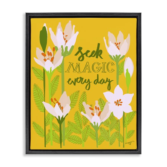 Stupell Industries Bohemian Seek Magic Every Day Black Floating Frame Canvas Art, 17 x 21, by Pragya Kothari