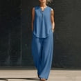 thumbnail image 6 of Zynoxe 2 Piece Sets for Women Stylish Button V Neck Sleeveless Tank Top Pants Suit Women's Casual Solid Color Summer Sets Breathable Lightweight Vacation Outfits M, 6 of 6