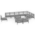 thumbnail image 2 of vidaXL 11 Piece Garden Lounge Set Solid Wood Pine Grey, 2 of 8