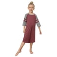 thumbnail image 4 of Xmarks Mommy and Me Pajamas Matching Set Outfit Short Sleeve Striped Pattern Pajama Dress Crew Neck Sleepshirts Red 6-12Y, 4 of 10