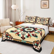 Manfei Southwestern Flower 3pcs Twin Sheet Sets for Teens Boys Girls,Bohemian Boho Twin Fitted Sheet,Tribal Aztec Breathable Flat Sheet,Ultra Soft Home Decor