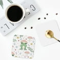 thumbnail image 5 of Pofeuu Frog and Mushrooms Print Leather Coasters Set of 6, Round Cups Mugs Mat Pad for Home Kitchen Heat Resistant Drink Coasters,Square, 5 of 7