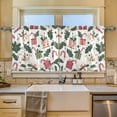 thumbnail image 2 of Yayeee Kitchen Curtains Set of 2 Light Filtering 57"x24" Over Sink Window Panels, White Christmas Holly, 2 of 7