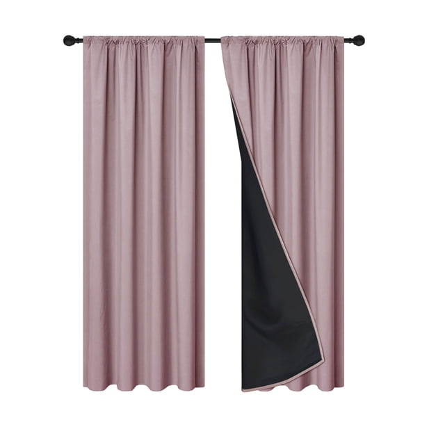 Curtains for Living Room,Polyester Pongee Rod Pull Light Blocking Curtains for Living Room, Sun Blocking Heat Insulating Soundproof