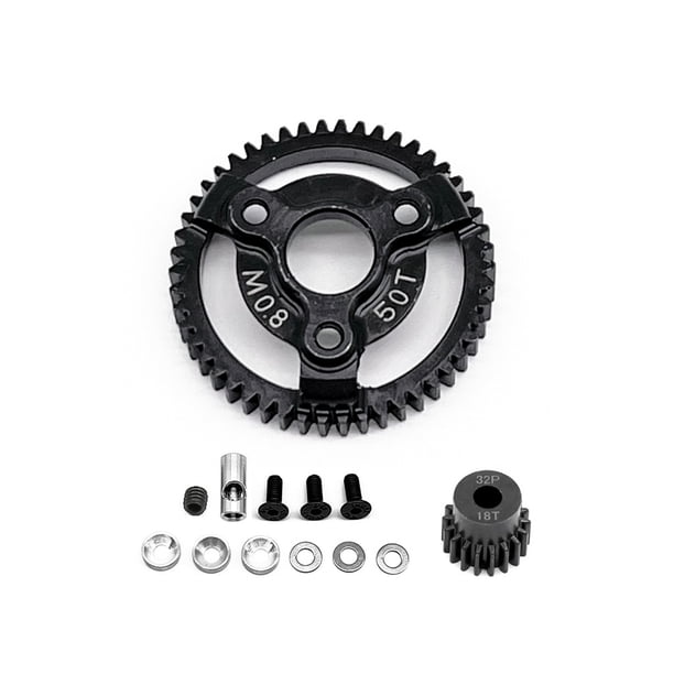 Engranaje de Acero Vogacara 2 uds 50T 2WD Spur Drag piezas de Control remoto negro 50T+18T