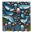 thumbnail image 4 of Ambesonne Marine Shower Curtain, I Love Sea Animals Cartoon, 69"Wx84"L, Dark Blue Multicolor, 4 of 4