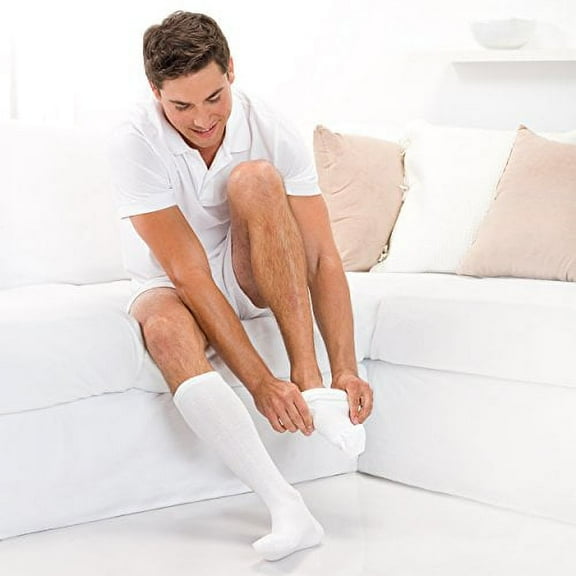 Core-Spun by Therafirm 15-20mmHg Moderate Support Compression Socks - White/Grey/Pink Thin Line, Medium