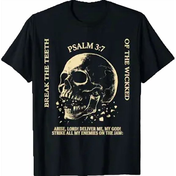 Psalm 3:7 Vintage Skull Christian Religious Bible Verse T-Shirt