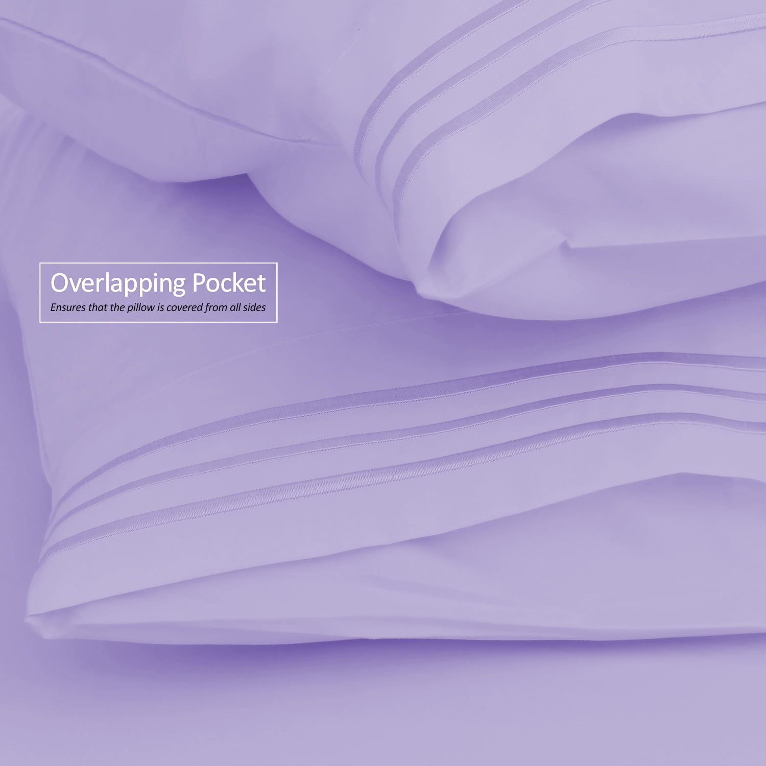 Clara Clark Premier 1800 Microfiber Collection 3-Line Bed Sheet Set, Full Size, Lavender