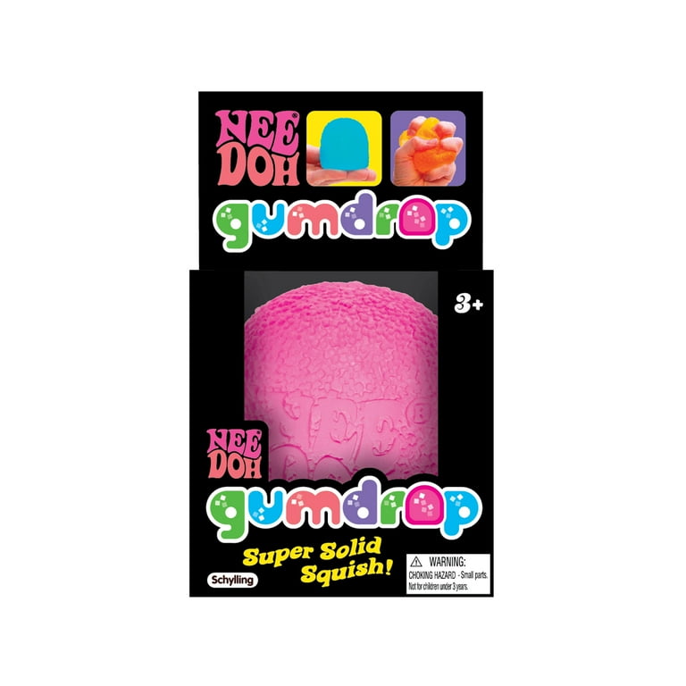 NeeDoh Gumdrop Pink Squishy Stress Ball, Firm Doh-Filled