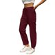 thumbnail image 2 of Pantalones informales de lino lisos para mujer con cintura elástica y cordón, 2 of 7