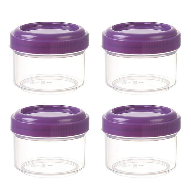 Food Storage 2 Round Clear Jars with Leakproof Lids 35ml Refillable Containers for Home Kitchen Organization Set of 4 4PCS