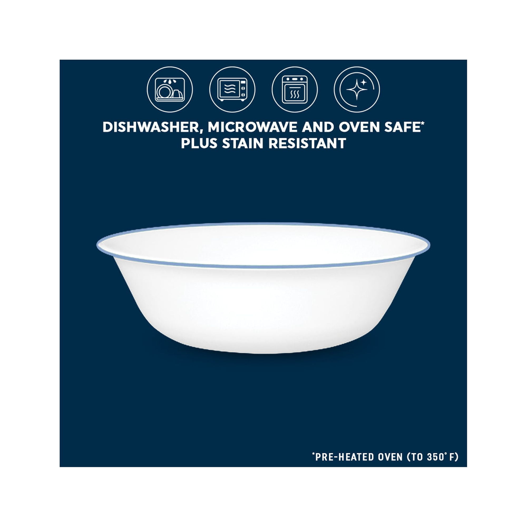(2 pack) Corelle Amelia 18 oz Glass Cereal/Soup Bowl