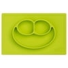 ezpz Happy Mat (Lime) - 100% Silicone Suction Plate with Built-in Placemat for Toddlers + Preschoolers - Divided Plate - Dishwasher Safe