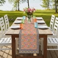 thumbnail image 4 of Table Runners 72 Inches Long Dress Scarves, Purple Red Floral Boho Farmhouse Kitchen/Dining Table Runner, Coffee Tablerunners, Vintage Ethnic Tribe Abstract Art 13x72 Inch, 4 of 9
