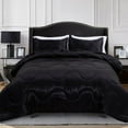 thumbnail image 2 of Satin Silky Soft Quilt Luxury Super Soft Microfiber Bedding Comforter Set, Light Weighted (Black, Twin), 2 of 6