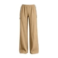 thumbnail image 4 of ClodeEU Women's Elastic High Waist Tassel Drawstring Wide Leg Pants, Casual Loose Trousers with Pockets Khaki,Women's Plus M, 4 of 6