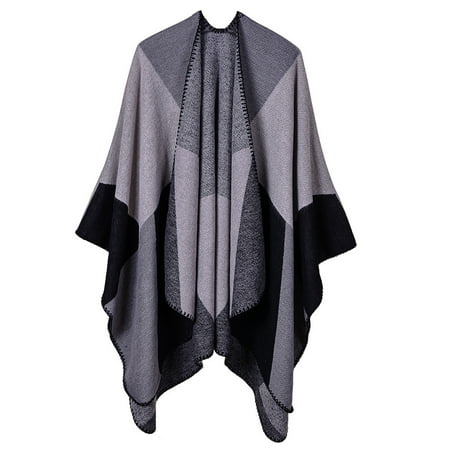 Winter Women Loose Outerwear Coat Oversized Knitted Cashmere Poncho ...