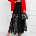 thumbnail image 3 of White Sheer Floral Lace Tiered A-Line Maxi Skirt With Elastic Waist For Women, 3 of 8
