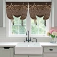 thumbnail image 4 of Leopard Zebra Print Tie Up Curtains for Windows, Adjustable Balloon Window Shades, Vintage Animal Skin Striped Brown Kitchen Window Treatments Farmhouse Short Curtains with Rod Pocket 42"x45", 4 of 8