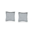 thumbnail image 2 of Bling Jewelry Mens Men's Black Square CZ Stud Earrings, Micro Pave Zirconia, Silver Screw Back, 2 of 7