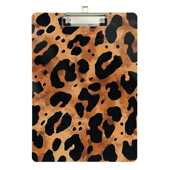 FORMRS Acrylic Clipboard with Low Profile Clip Standard A4 Letter Size, 12.5" x 9", Leopard Pattern