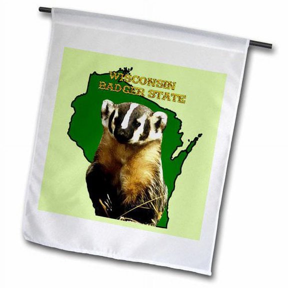 3dRose, Wisconsin Badger State, 12 x 18 inch Garden Flag