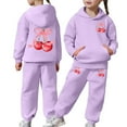 thumbnail image 2 of Girls Tracksuit Set Size 6 Casual Print Hoodie and Pants Outfit 2 Piece Toddler Kids Fashion Athletic Wear Comfy Daily Play Youth Two Piece Tracksuit for Loungewear, 2 of 7
