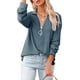 thumbnail image 1 of Túnica con cremallera para mujer Tops de manga larga con cuello en V profundo Blusas holgadas informales Trajes de verano, Azul, M Kearding AP003810-07, 1 of 3