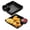 Black, variant on 4 Pack Snack Plates with Integrated Sauce Compartment, Plastic Plates for Dumplings Fries Sushi Home Kitchen, Orange