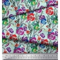 thumbnail image 2 of Soimoi Poly Georgette Fabric Leaves & Poppy Floral Print Fabric by the Yard 52 Inch Wide, 2 of 6