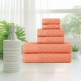 thumbnail image 2 of Superior Chevron Zero Twist Cotton 6-Piece Towel Set, Papaya, 2 of 6
