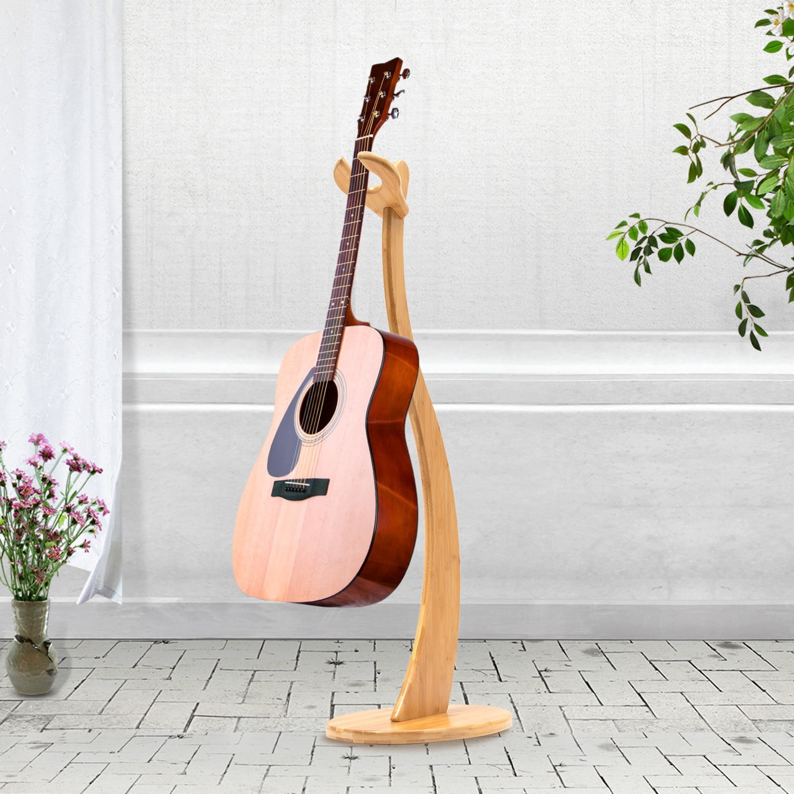 amboo Guitar Stand Tree Design – Sturdy, Elegant Stand for Acoustic, Electric, Bass, Ukulele & More –Easy to Assemble & Space-Saving – 40.55” Height, Non-Slip Base