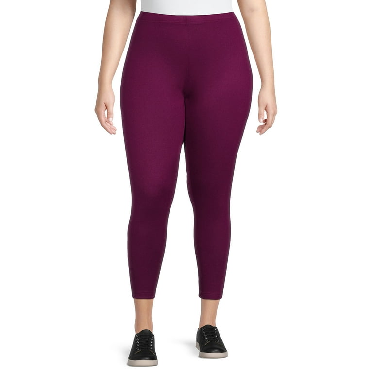 Terra & Sky Women's Plus Size Brushed Leggings, 2-Pack 