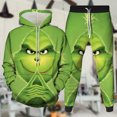 thumbnail image 4 of Disfraz Premium Traje de pantalón de 2 piezas con patrón de monstruo de pelo verde, traje de calle holgado para mujer Cgtredaw Verde T M para Mujer, 4 of 5