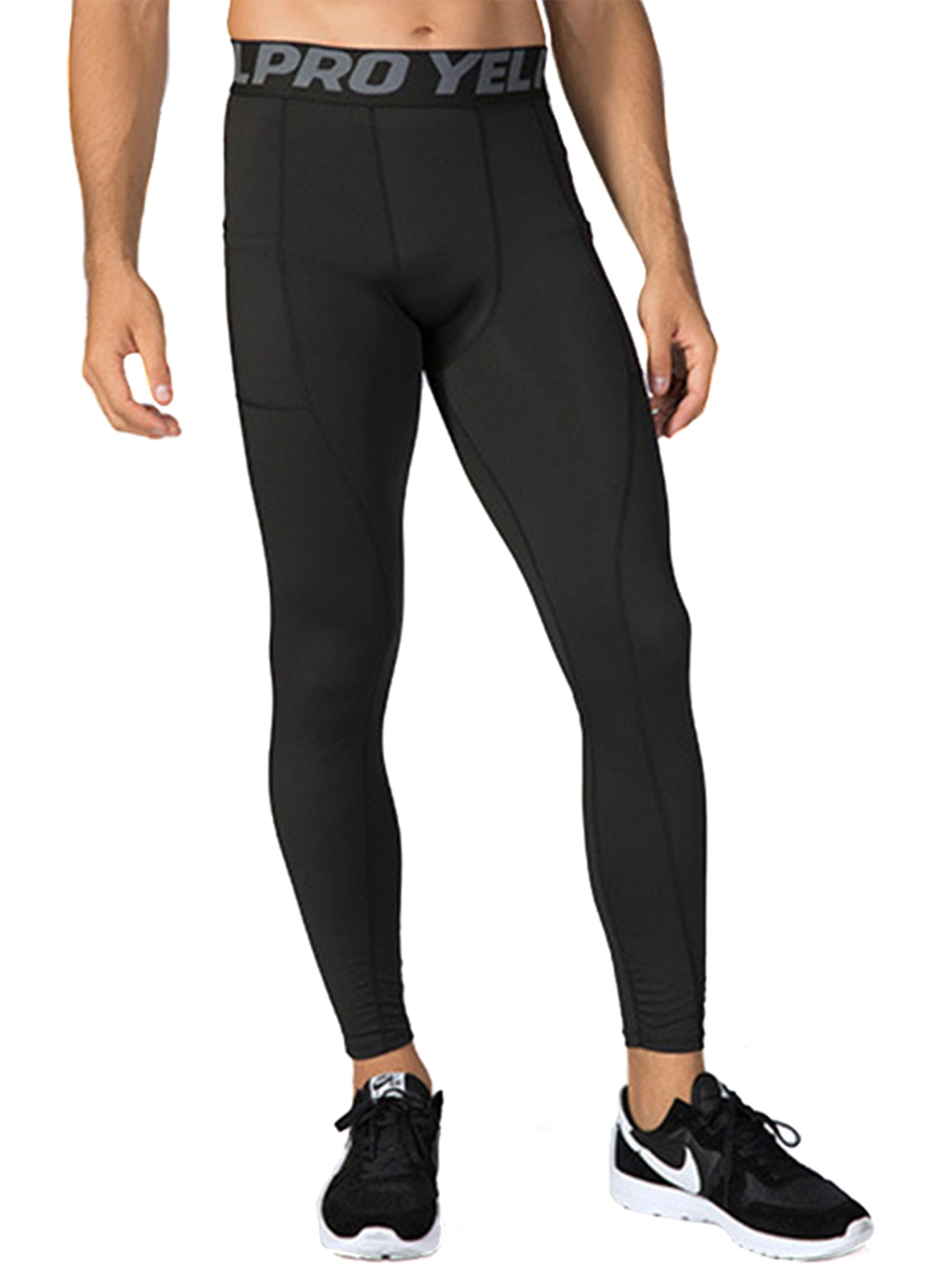guisante En general Baya Men Letter Print Compression Pants Thermal Workout Cool Dry Sports Leggings  Fitness Running Tights Baselayer with Pocket - Walmart.com