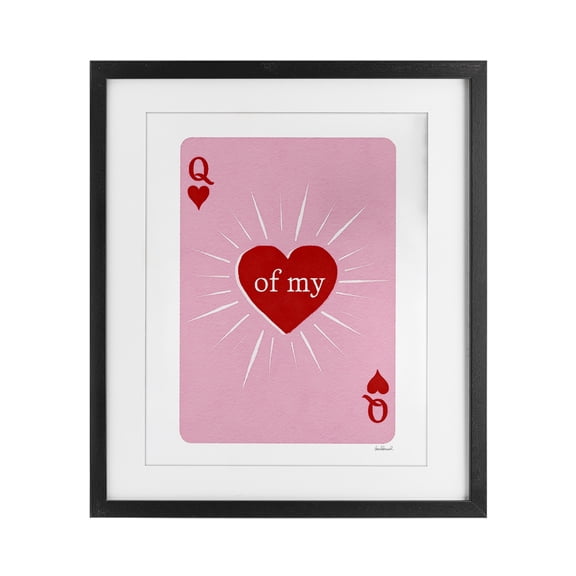 Stupell Industries Glam Queen Of My Heart Card Black Framed Print Under Glass, 13 x 16, by Amanda Greenwood
