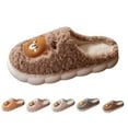 thumbnail image 2 of XIMIN Cute Bear Cotton Slippers for Women Men Furry Warm Slide Slippers with Thick Sole Cozy House Slippers Closed Toe Slippers Indoor Home Shoes Anti-skid Slippers, 2 of 4