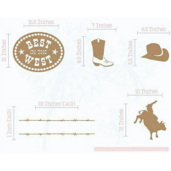 Cowboy Bull Riding Set Wall Decal Stickers Vinyl Art Bedroom Décor Tan