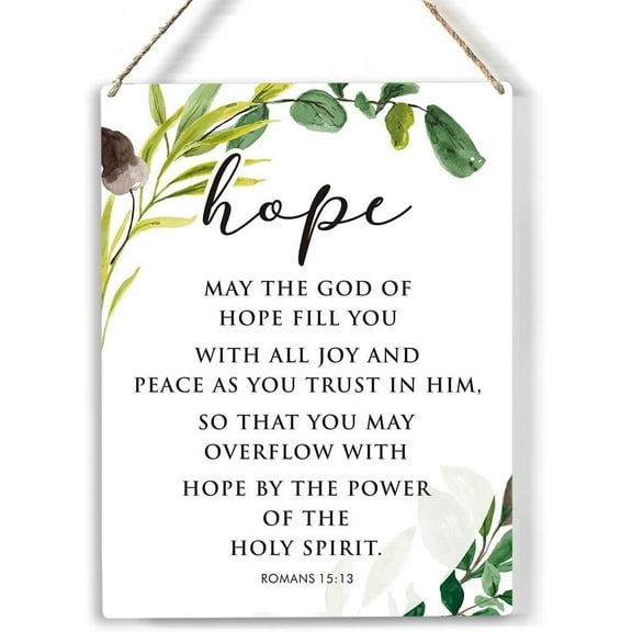 Bible Verse May The God Of Hope Wood Sign Romans 15:13 Scripture Wooden Signs Rustic Hanging Plaque Home Office Wall Art Perfect Christian Sign Wall Decor 8x10 Inch