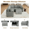 thumbnail image 5 of Harper & Bright Designs Sectional Sofa with Pull Out Bed, Convertible Sofa Sleeper with USB, Modular L-shaped Sofa with Movable Storage Ottoman for Living Room, Gray, 5 of 20