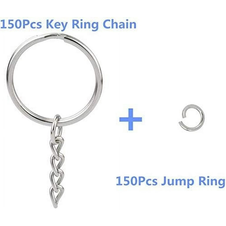 Metal Split Keychain Ring Parts - 50 Key Chains with 25mm Open Jump Ring  and Connector - Make Your Own Key Ring